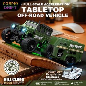 1:64 미니 RC 락 크롤러 트럭 트레일러  풀 스케일 오프로드 원격 제어 차량 모델 장난감