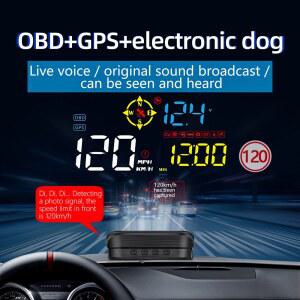 호환 다기능 자동차 OBD 헤드업 디스플레이 M21 자동차 HUD 운전 컴퓨터 속도계 GPS 도로 속도 제한 거리 경고 장치