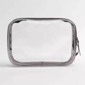 TBZ 사각 깔끔 다용도 블랙라인 투명 파우치(17x12cm) 가방정리