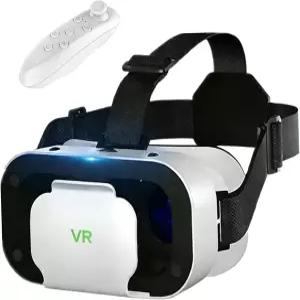 컨트롤러가 있는 휴대폰용 가상 현실 셋 3D VR 안경 조절 가능한 고글 및 안이드용 4765인치 호환 무비