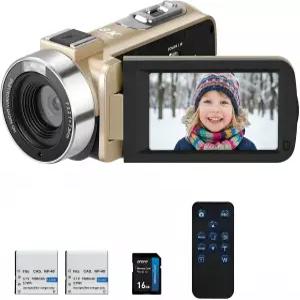 ORDRO 풀 HD 080P 30FPS 비디오 카메라 캠코더 8배 디지털 및 비전 30인치 270° 플립 스크린 6GB 카드