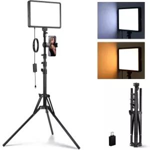 니워 베이직 LED 비디오 패널 조명 59인치/50cm 삼각대 스탠드 폰 홀더 레코딩 사진 스트리밍 팟트용