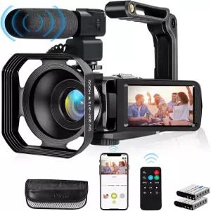 4K 비디오 카메라 유튜브용 캠코더 48MP 울트라 HD WiFi 브이로그 8X 30인치 터치스크린 디지털 마이크