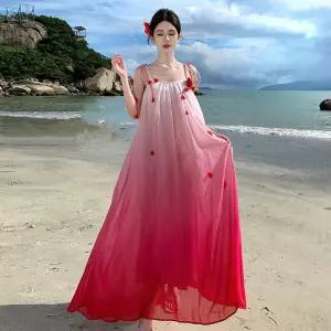여자 코디 민소매 원피스 해변 바캉스룩 나시 루즈핏 부드러운 선 롱 SPO마켓2