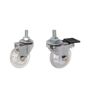 호환 2 인치 회전 캐스터 휠 M8x15mm 나사 식 스템이있는 헤비 듀티 산업용 캐스터 카트 작업대 용 소음 없음