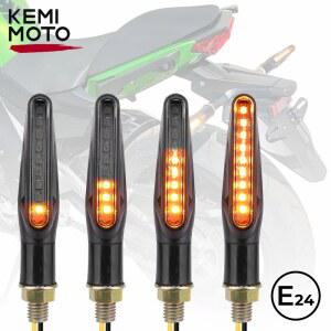 호환 KEMiMOTO LED 회전 신호등 오토바이 자전거 앰버 회전 신호 흐르는 빛 12V IP67 범용 성 노출증 표시기 깜박임