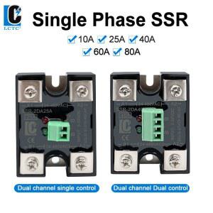 호환 LCTC 솔리드 스테이트 릴레이 SSR 10A 25A 40A DC에서 AC로 단상 듀얼 채널 단일 제어 또는 듀얼 채널 듀얼 제어 24-480VAC