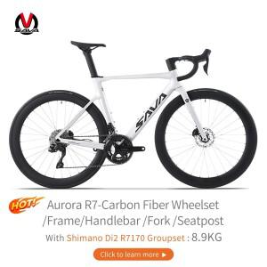 SAVA Aurora R7 전체 탄소 섬유 E-Shift 도로 자전거 08 윈드 브레이커 프레임 도로 자전거 경주 SHIMAN0 1