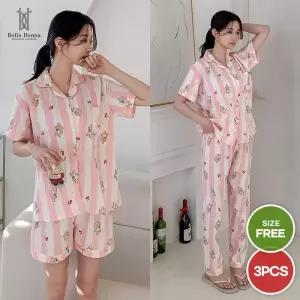 앵두곰 스트라이프 3PCS 홈웨어 파자마 세트