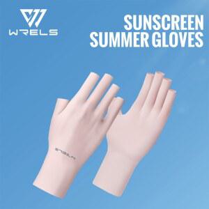 호환 WRELS 핑거리스 장갑 여름 자외선 차단제 UV 보호 얼음 실크 장갑은 자외선 방지 논슬립 UPF50 핑거리스 장갑입니다