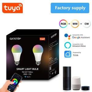 호환 2개 스마트 컨트롤 램프 A60 GU10 6W 9W RGBCW WI-FI LED 조명 알렉사 스마트 전구 어시스턴트 호환 스마트 홈 데코