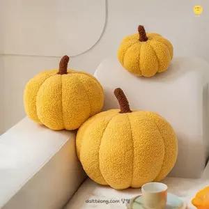 달떵 귀여운 노랑 쿠션 쇼파 침대 인테리어 감성 패브릭 호박 원형 포인트