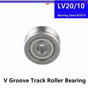 LV20-10 트랙 가이드 휠 롤러 베어링 V 그루브 도르래 10x30x14mm 10 개