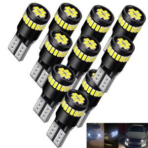 호환 10개 10x W5W T10 LED CANBUS 무오류 5W5 12V 2 5W 초고휘도 자동차 실내등 194 1668 자동차 전구 백색 황색 적색 청색