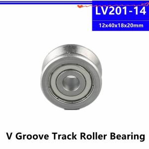 LV201-14 V 그루브 트랙 가이드 휠 롤러 베어링 도르래 ZZ 12x40x18x20mm 10 개