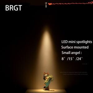 Led 미니 스포트라이트 8 ° 15 24 표면 장착 초점 조정 가능한 조명 박물관 배경 그림용 분위기