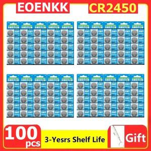 호환 100PCS CR2450 3V 배터리 CR 2450 원격 제어 시계 LED 라이트 버튼 코인 셀 DL2050 BR2450 LM2450 KCR5029