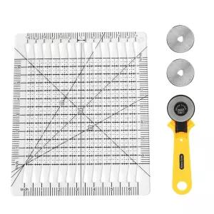 퀼팅 자 6.5인치 x 5-in-1 퀼트 템플릿 포함 바느질 제작 회전 절단 및 측정을 위한 아크릴 투명 다중 모양