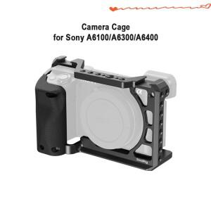 소니 A6100 / -3164용 스몰리그 DSLR 카메라 케이지 (실리콘 핸들 핸드그립 및 콜드 슈 포함)
