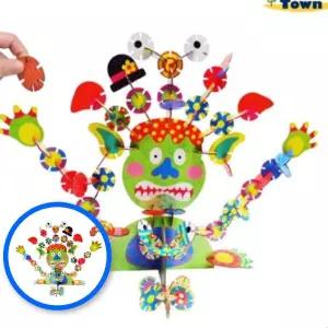 MF09 서클몬스터 원목 조립 100피스 유아 창의 교구 만들기 끼우기블록 3D퍼즐 어린이조립