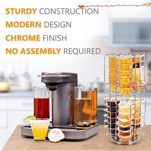 Tassimo-대용량 회전식 커피 캡슐 디스플레이 랙 64 개 바테시안 칵테일 보관 360 도 금속