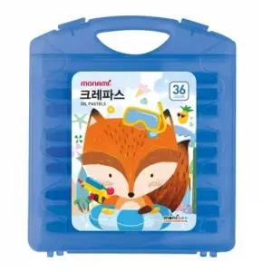 모나미 모니주 가방파스 크레파스 크레용 36색 블루 새학기 준비물 이름표 견출지 세트
