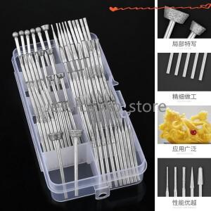 68/86/96pcs 옥 조각 도구 다이아몬드 그라인딩 헤드 세트 보석 조각 비트 필링 연마 그라인딩 도구 2.35mm
