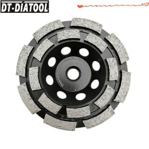 DT-DIATOOL 1pc M14 스레드 직경 100mm/4 인치 다이아몬드 더블 행 컵 그라인딩 휠 콘크리트 벽돌 하드 스