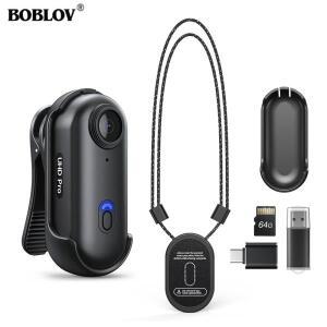 BOBLOV W4 2K 미니 바디 카메라 웨어러블 64GB 360 ° 야외용 회전식 클립 및 자석 800mh 배터리 녹화 캠