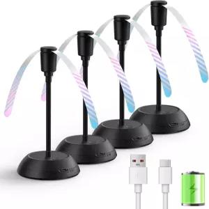 테이블용 Edvision 4PCS 푸드 팬 홀로그램 블레이드와 360 구스넥이 장착된 2000mAh 충전식 휴대용