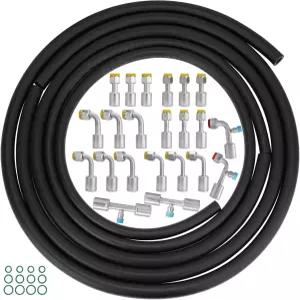 JURPLIX 25PCS 에어컨 호스 및 피팅 키트에는 6.5피트 6 8 10 AC O-링이 포함되어 있으며 자동차 시스템