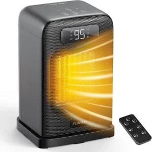 실내용 공간 히터 리모컨이 있는 1500W 소형 책상 온도 조절기 4가지 모드 12시간 타이머 LED 디스플레이