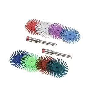 회전 도구용 3mm 생크가 있는 10pcs 1인치 방사형 브리스틀 디스크 키트 보석 목재 금속 연마용 세부 휠