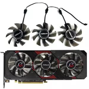 1 세트3FAN RX 5700 XT 팬텀 게임 엘리트 GPU 팬 ASRock 팬텀 게임용 엘리트 Radeon RX 5700 XT 비디오 카