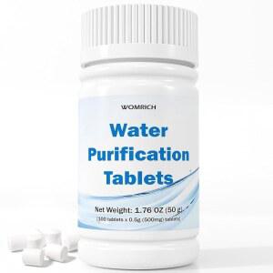 500MG 정수 정수기 안전하게 100개 어디서나 처리 배낭여행 RVS 서바이벌 정제 캠핑 하이킹 마실 있는 비상용