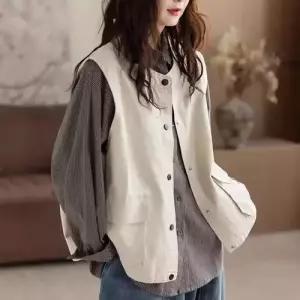 볼사스 여친 캐주얼 카고풍 나시 라운드 조끼 싱글 민소매 ADOR1