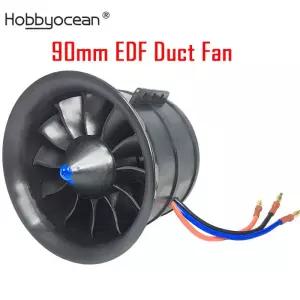 Hobbyocean EDF 비행기 RC 제트 모형 예비 부품용 모터 덕트 선풍기 12 블레이드 6S 1450KV 또는 8S 90mm