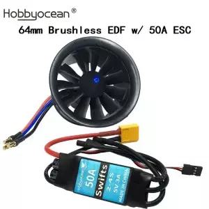 Hobbyocean 64mm EDF 비행기 11개 블레이드 포함 덕트 팬 4S 3500KV 3S 50A RC 제트 ESC