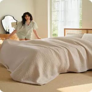 Bedure 100 면 8겹 머슬린 퀼팅 투 담요 트윈 XL 통기성 및 실속 있는 Oeko TEX 거즈 침구 사계절 습기