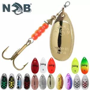 NGB 금속 낚시 루어 스피너 미끼 1PCS 3.9g 4.6g 7.4g 10.8g 15g 회전 스푼 트레블 후크가있는 파이크