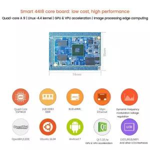 A26M Smart4418 코어 보드히트 싱크 S5P4418 쿼드 코어 18G EMMC 기가비트 LAN 오픈 소스 안드로이드 7.0Ub