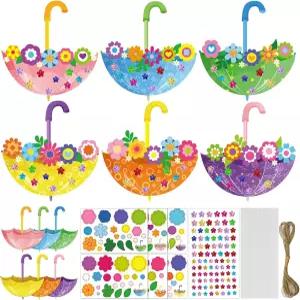 Cinrobiye 30세트 봄 공예 키트 여름을 위한 우산 종이 장식 DIY 예술 및 공예품 4월 소나기가 5월 꽃 활동