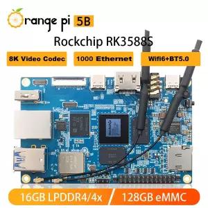 Orange-Pi5B 16GB RAM  128GB eMMC RK3588S 8 코어 64 비트 기가비트 이더넷 온보드 Wifi6 BT5.0 8K 비디오