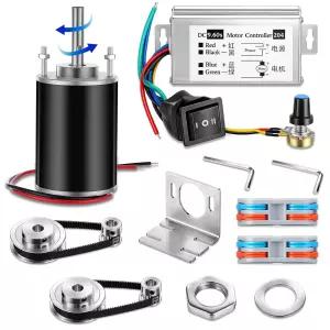 12V-24V DC 기어드 모터 키트 3500-7000 RPM 고속 속도 조절기가 있는 영구 자석 GT2 동기식 풀리 및 DIY