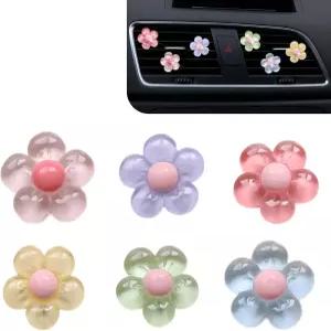 지지야 6 PCS 자동차 플라워 에어벤트 클립 3D 귀여운 데이지 오토벤트 장식 젤리 컬러 에어컨 콘센트