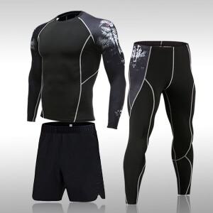 남자 압축 스포츠 정장 빠른 건조 땀 피트니스 훈련 MMA 키트 Rashguard 남성 운동복 조깅 러닝 의류