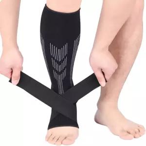발 발목 부종 부상 관절 을 위한 조절 가능한 스트랩 다리 보조기가 있는 종아리 압박 슬리브