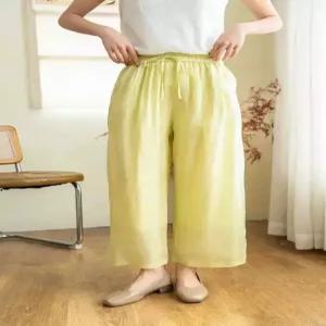 여성용 팬츠 캐주얼 여름 이너 모시 와이드 솔리드 9부 원픽2
