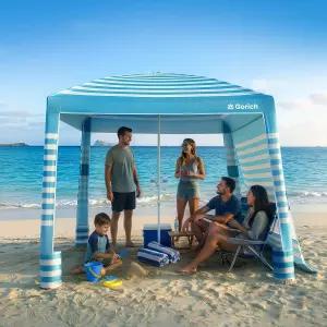 UPF50 자외선 차단 기능이 있는 고리치 비치 카바나 8x8 FT/10x10 측벽이 캐노피 텐트 간편한 설치 가족용