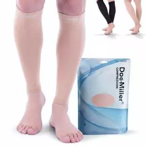 쁘띠 닥 밀러 종아리 압박 슬리브 15-20Hg 정맥류용 무족 다리 임신 달리기 및 자전거 타기 무릎 높이